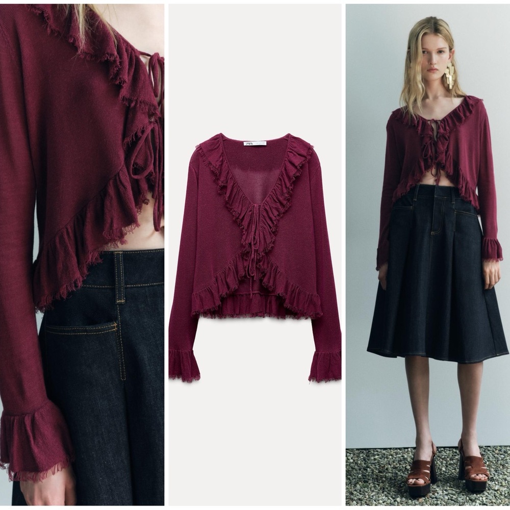 ZARA ~ RUFFLED KNIT BLOUSE